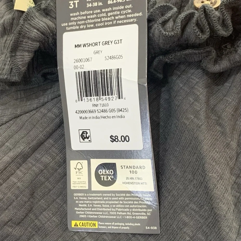 Modern Moments by Gerber Toddler Girl Organic Wide Leg Short 3T New with Tags